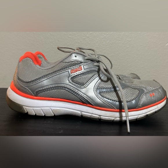 Used Ryka Silver and Orange sneakers-size 9W - Picture 2 of 13